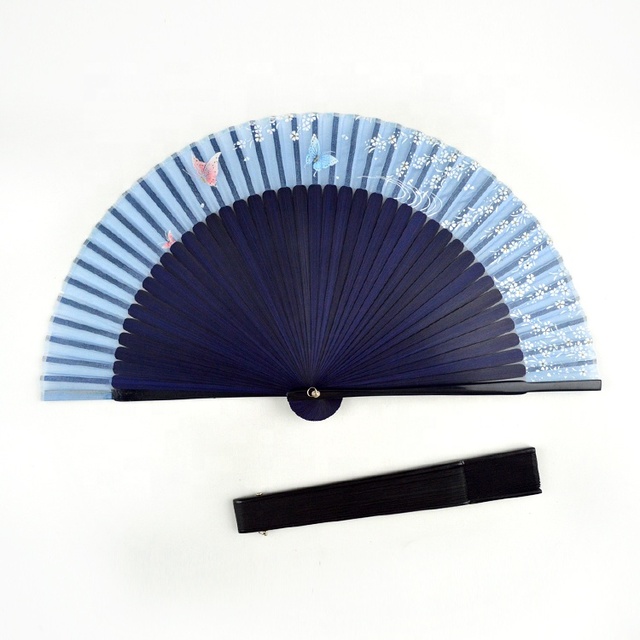 Japanese Silk Painted Angel Folding Hand Fan with Elegant Bamboo Handle-Eco-Friendly Craft