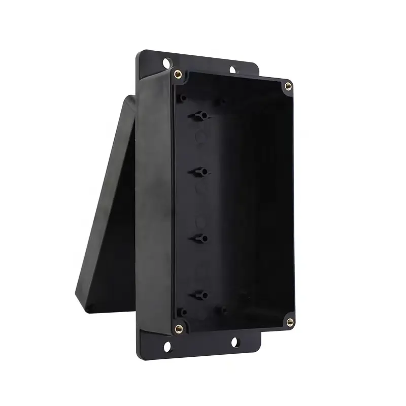 Boîtier en plastique de couleur noire avec oreille, boîte de jonction électronique étanche pour l'extérieur, boîte électronique