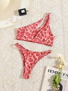 Lote Khe Bikini Perizoma separa barato <span class=keywords><strong>Nina</strong></span> mujer ropa de playa leopardo traje de baño mujeres un hombro Bikini conjunto - Product Image 3