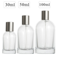 Individuell Gestaltete Parfümflasche, Runde Form, 30ml, 50ml, 100ml, Glas-Parfümsprühflasche, Mit Silbernem Deckel