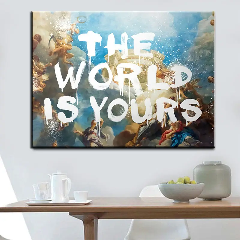 خمر لوحات العالم هو لك ونقلت تحفيزية صور فنية للجدران و طباعة على قماش ل مكتب غرفة المنزل الديكور