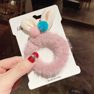 ربطات شعر مرنة عالية الجودة بتصميم كرتوني لطيف للأطفال، منتج جديد لشتاء 2026، رباط مطاطي بتصميم أذن أرنب من الفرو، إكسسوارات شعر للفتيات الصغيرات - Product Image 4