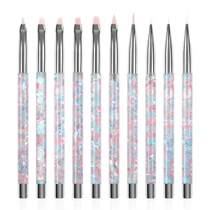 Angnya 2024 Nieuwe Vloeibare Star Moon Glitter Handvat Logo Aanpassen Ovale Gel Nail Tools Nail Art Liner Detail Gelborstels