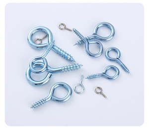 Màu xanh và trắng kẽm mạ sắt dây giày vít chủ đề tốt Tự Khai thác đóng cuối treo Nhẫn Câu Hỏi đánh dấu móc đầu bu lông - Product Image 5