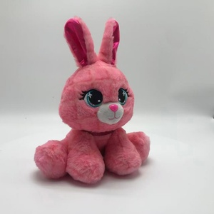 Customized Pink Bunny Plush <b>Toy</b> - Big-Eyed Sitting <b>Rabbit</b> with Shiny Pink Inner Ears, <b>Soft</b> Stuffed Animal for Kids & Gifts - Product Image 2