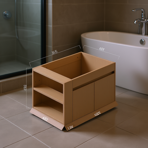 Meuble de salle de bain 30 pouces avec étagère ouverte, design moderne sur pied, sans vasque, en MDF, forme rectangulaire - Product Image 2