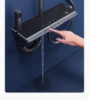 Douche intelligente avec affichage numérique LED, ensemble de douche thermostatique à effet pluie avec étagère de rangement, eau chaude et froide