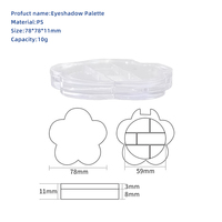 Boîte d'emballage cosmétique en plastique transparente en forme de fleur, 6 couleurs, luxe OEM, logo personnalisé, vente en gros, vide, palette de fards à paupières 10g