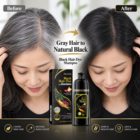500ml 3 in 1 Sampo Pewarna Rambut Herbal Alami Warna Hitam Pewarna Rambut Berbasis Tumbuhan Label Pribadi OEM ODM