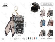 พวงกุญแจรูปหัวกะโหลกประดับเพชรพลอยสีแดงสำหรับตกแต่งกระเป๋า - Product Image 1