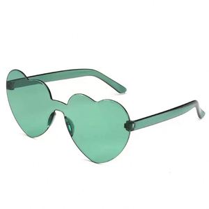 Lunettes de soleil en forme de cœur QM, transparentes, couleur bonbon, sans monture, pour fêtes - Product Image 6