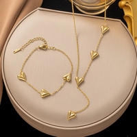 Collar de Acero Inoxidable con Colgante de Corazón Chapado en Oro para Mujer, con Certificación CE, Cadena en Forma de Y