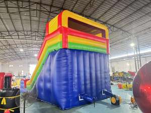 Doble carril PVC Arco Iris <span class=keywords><strong>Funhouse</strong></span> castillo inflable húmedo/Seco salto tobogán soplador comercial Parque de Atracciones equipo de juguete reparación - Product Image 2