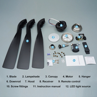 Ventilateur de plafond de style industriel 52 pouces, finition nickel satiné et noir mat, kit d'éclairage LED 20W, 3 pales, ventilateur avec télécommande
