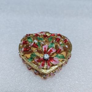 Эмалированная Изысканная металлическая коробочка в форме цветка в форме сердца, коробка для хранения ювелирных изделий с кристаллами принцессы для свадебных подарков - Product Image 3