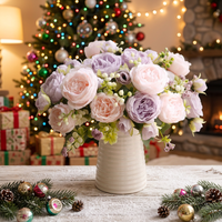 2 paquets de fleurs artificielles en soie de style naturel faites à la main, roses et violettes, bouquet pour mariage, décoration de la maison