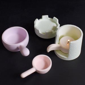 M54222 Retro Castillo Horno de aromaterapia Patrón de roca volcánica Castillo Edificio Candelabro <span class=keywords><strong>Molde</strong></span> de silicona de yeso - Product Image 3