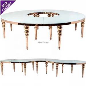 Juego de Muebles Decorativos de Acero Inoxidable para Hotel, Espejo, Mesa de Cristal para Bodas, Exhibición de Pasteles para Fiestas - Product Image 2