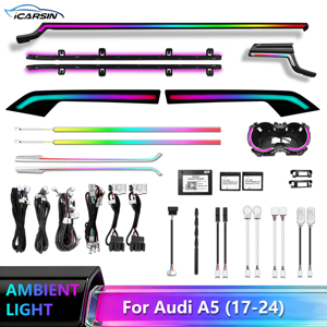 Kit d'éclairage d'ambiance symphonique dynamique coloré iCarsin pour <span class=keywords><strong>Audi</strong></span> A5 coupé deux portes B9 Kit d'accessoires de garniture de lumière <span class=keywords><strong>LED</strong></span> intérieure - Product Image 2
