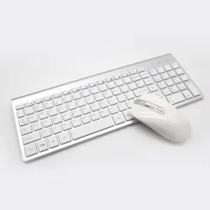 Cimetech Wholesale 2.4GHhz Wireless Keyboard Mouse Combo Slim Design Silver Color for Home Office PC Laptops