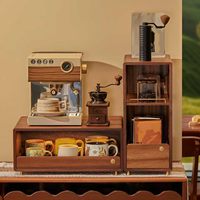 Organisateur de bar à café en bois de noyer, rangement de comptoir, porte-tasses, design tiroir, décoration de station à café pour comptoir de cuisine