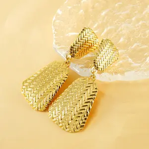 Simple ZA Statement Pendant Geometric Earrings Women Classic Tarnish Free 18k Gold Plated Stainless Steel Earrings