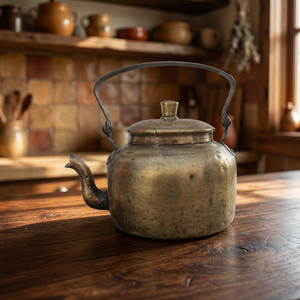 Bouilloire à thé vintage en métal avec couvercle et poignée en métal - Product Image 5