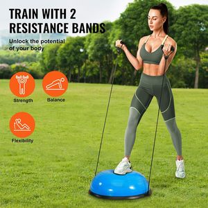 Yoga Half Ball Balance Trainer <b>Exercise</b> Ball (PVC/<b>ABS</b>/TPR 58cm) with Resistant Band & Foot Pump for Home Gym Core Training - Product Image 2