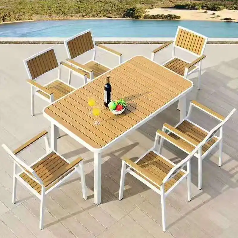 2021 conjunto de jantar quente móveis ao ar livre wpc madeira jardim sala de jantar