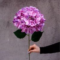 Hydrangea artificielle Bella à tige unique, style sucette, fleurs en soie, centre de table pour allée, décoration de mariage et de maison, extérieur