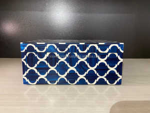 Moroccan Modern Design Handmade Luxury Eco-friendly Resin MDF Jewelry <b>Box</b> <b>Blue</b> Decorative Case Solid Pattern High Quality <b>Gift</b> - Product Image 3