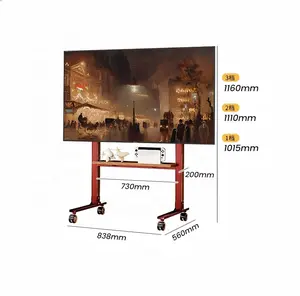 New Design Mobile TV Cart Rolling Display TV Floor Stand With Wheels And Shelf For 32"-75" Inch LCD LED Flat Screen