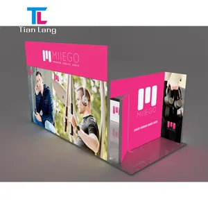 TianLang Agent Wanted Tradeshow Booth Fabric Double-Sided Light Box Stand With Storeroom Light Box Exhibition Booth