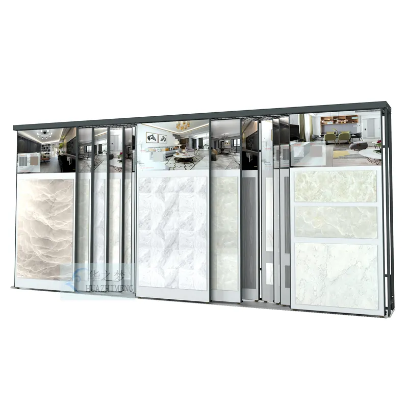 New Design Stone Quartz mosaic Sliding Display Rack Shelf Push Pull granite Tile display stands for tiles ceramic shelf forstore