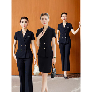 Summer Short Sleeve Work Uniforms For Jewelry Store Beautician Hotel Receptionist Professional Attire With Label Comfortable - Product Image 4
