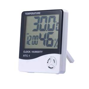 Medidor Digital de Temperatura y Humedad LCD, Termómetro e Higrómetro Interior/Exterior con Reloj, Funciona con Pilas, de Plástico, para Uso en la Cocina - Product Image 1