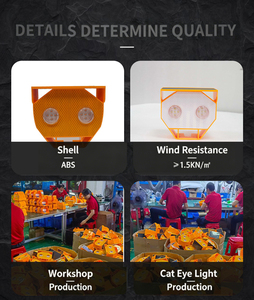 Delineateur routier solaire à <span class=keywords><strong>LED</strong></span> jaune/blanc à clignotement synchrone pour autoroute, <span class=keywords><strong>avec</strong></span> yeux de chat réfléchissants pour la circulation - Product Image 6