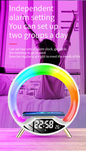 2023 nuevo Led Digital música puesta de sol niños reloj despertador altavoz lámpara de noche relojes inteligente e inalámbrico carga despertador luz para dormitorio - Product Image 2