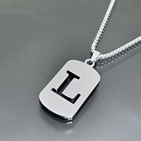 Collier polyvalent avec lettres anglaises à 26 caractères pour couples, chaîne en acier inoxydable, perle, design simple et tendance pour homme et femme