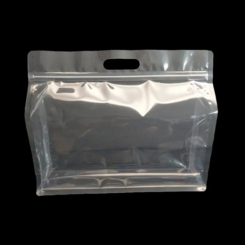 Custom Waterproof Air Tight Ziplock Flat Bottom Dry Food Packaging Pouch Clear Quad Seal Gusset Bag Transparent Bags