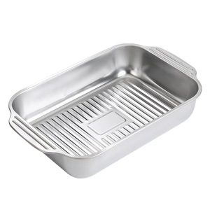 Stainless Steel Rectangular Baking Dish With Lid Oven Safe For Fish Seafood Grilling - Product Image 2