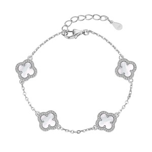 Wholesale Manufacturer 5A CZ S925 <strong>Silver</strong> Jewelry Set Onyx Emerald Link Chain <strong>Bracelet</strong> Femms Four Leaf Clover <strong>Bracelets</strong> Women <strong>Man</strong> - Product Image 5