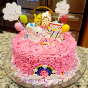 Adorno de Pastel de Unicornio Colorido, Adornos de Pastel de Unicornio Arcoíris <span class=keywords><strong>para</strong></span> <span class=keywords><strong>Niñas</strong></span> con Corazón Arcoíris, Globo de Nube de Unicornio, Decoración de Cumpleaños - Product Image 3