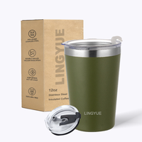 Gobelet isotherme à double paroi Lingyue 8oz 12oz en acier inoxydable 304 avec couvercle coulissant