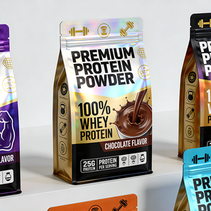 Bolsa de Embalaje para Proteína de Suero con Logotipo Personalizado, 250g 500g, Bolsa Desechable con Sellado Térmico para Proteína <span class=keywords><strong>en</strong></span> <span class=keywords><strong>Polvo</strong></span>, Empaque Individual, Bolsa de Fondo Plano - Product Image 2