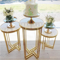 Socle de gâteau en métal doré pour mariage, table de présentation de desserts pour fête, piédestaux faciles à assembler, décoration de mariage, support à fleurs