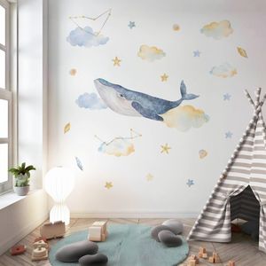 Océan Baleine Stickers Muraux Amovible Tissu Stickers pour Enfants <span class=keywords><strong>Chambre</strong></span> Pépinière Salon Bébé <span class=keywords><strong>Chambre</strong></span> Mer Animal Mur Art Décor - Product Image 3