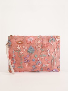 Custom Summer Women Portable Straw Woven <b>Handbag</b> Floral Embroidered Colorful <b>Sequin</b> Banquet Bag Vintage Envelope Bag - Product Image 5