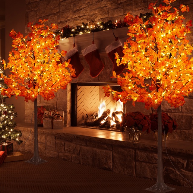 Custom Home Decor Artificial Plants Tree Outdoor Plastic Simulation Led Lights Artificial Maple Tree