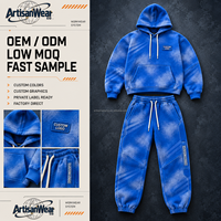 Ensemble sweat à capuche et jogging à revers bleu délavé personnalisé pour homme avec détails de panneaux, style streetwear urbain OEM ODM